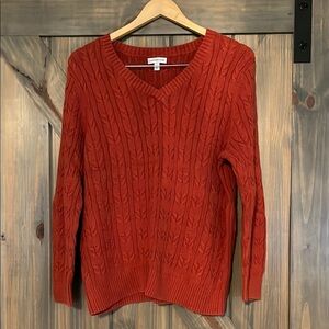 Croft & Barrow V-Neck Sweater - Deep Orange Size XL